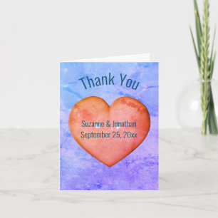 Pink Heart Personalized Wedding Thank You Card
