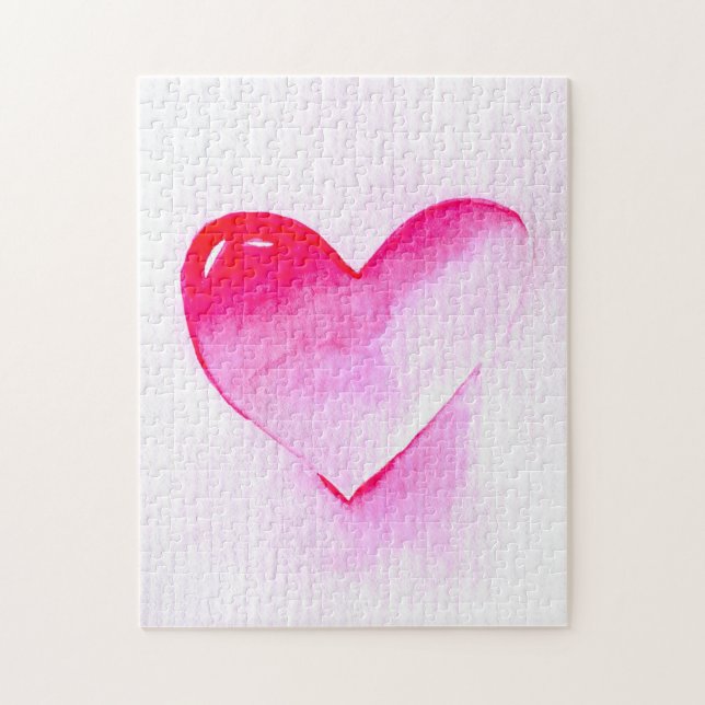 Pink heart pop art valentine jigsaw puzzle (Vertical)