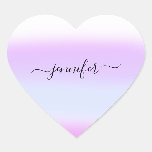 Pink Heart Purple Name Bridal Ombre Pastels Heart Sticker (Front)