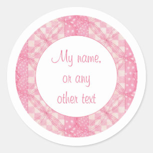 PINK HEART QUILT 1.5" Round "Matte Stickers