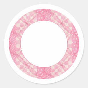 PINK HEART QUILT 1.5" Round Matte Stickers