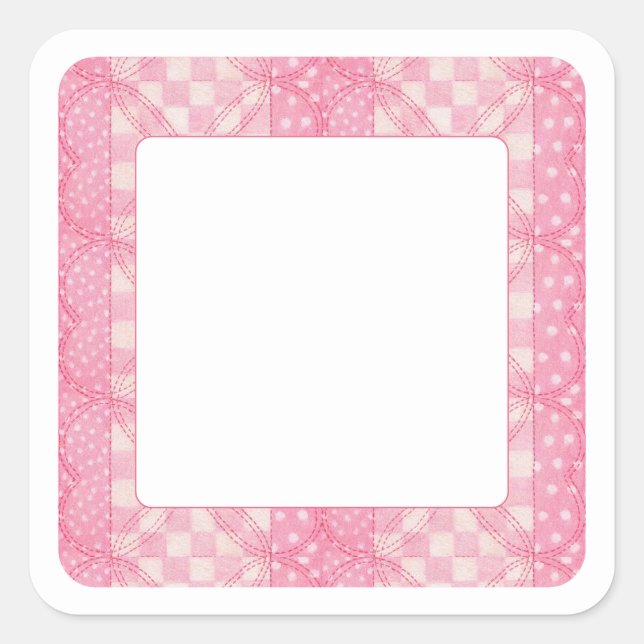 PINK HEART QUILT 1.5" Square Matte Stickers (Front)