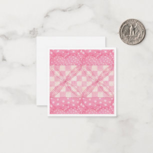 PINK HEART QUILT 2.5" Square Flat Card