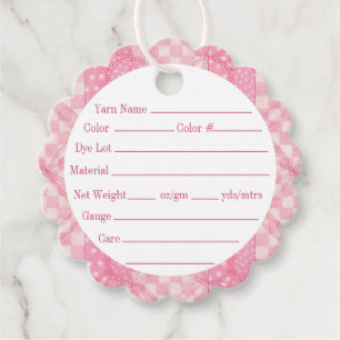 PINK HEART QUILT 2" Scalloped Round Yarn Tags