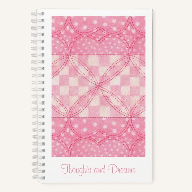 PINK HEART QUILT 5.5x8.5 Notebook + Text  (Front)