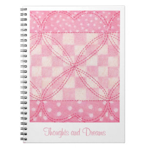 PINK HEART QUILT 6.5x8.75 Notebook + Text