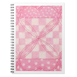 PINK HEART QUILT 6.5x8.75 Spiral Notebook 