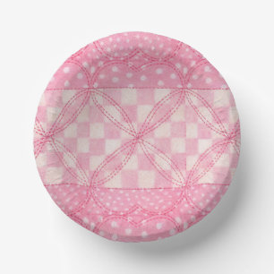 PINK HEART QUILT 7" Paper Bowls Plate