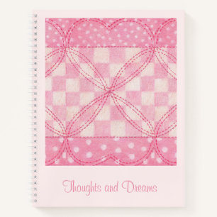 PINK HEART QUILT 8.5x11 Notebook + Text / Pink