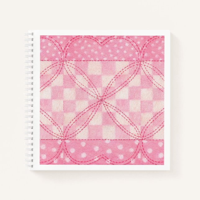 PINK HEART QUILT 8.5x8.5 Spiral Notebook  (Front)