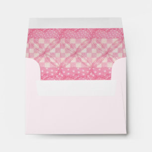 PINK HEART QUILT A2 Envelopes (note cards) / Pink
