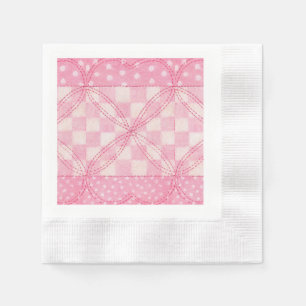 PINK HEART QUILT Coined Cocktail Paper Napkins