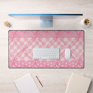 PINK HEART QUILT Desk Mat / Large Scale