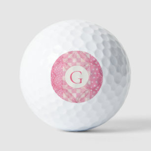 PINK HEART QUILT Golf Balls + Initial