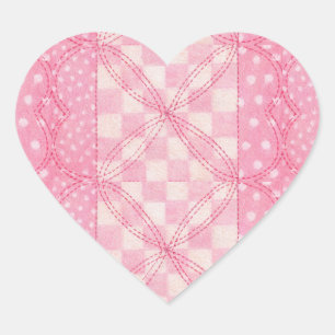 PINK HEART QUILT Heart Stickers