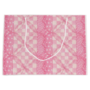 PINK HEART QUILT Large Gift Bag