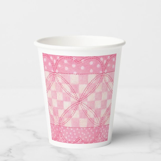 PINK HEART QUILT Paper Cups (Front)