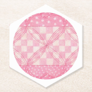 PINK HEART QUILT Pointy Hexagon Coasters