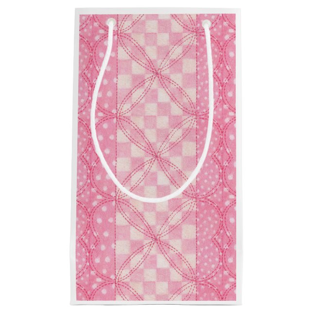 PINK HEART QUILT Small Gift Bag (Front)