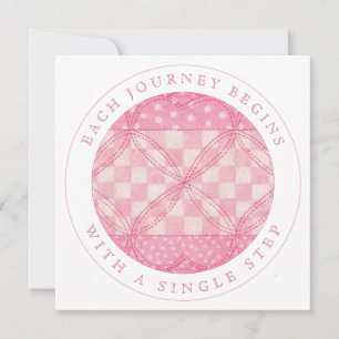 PINK HEART QUILT Square Flat Encouragement Card