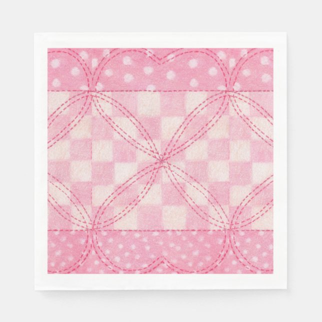 PINK HEART QUILT Standard Luncheon Paper Napkins (Front)