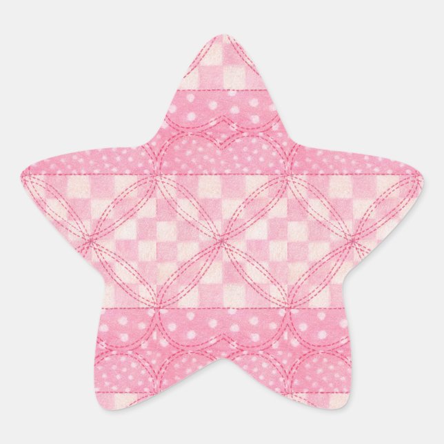 PINK HEART QUILT Star Stickers (Front)