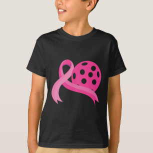Pink Heart Ribbon Pickleball Breast Cancer Awarene T-Shirt