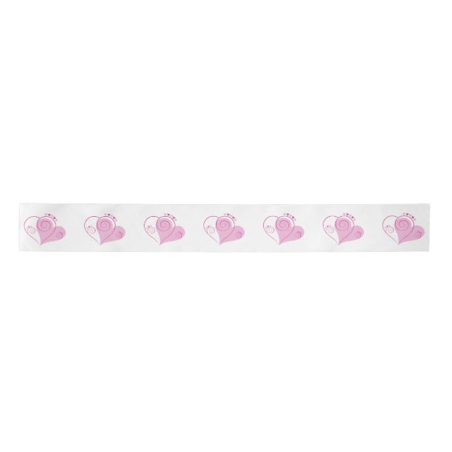 Pink Heart Ribbon Satin Ribbon (Front)