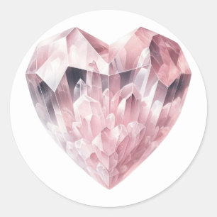 Pink Heart Rose Quartz Love Crystal Party Classic Round Sticker