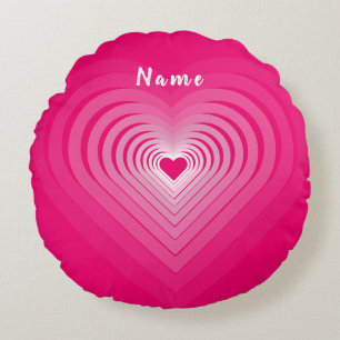Pink Heart Round Pillow with Custom Name