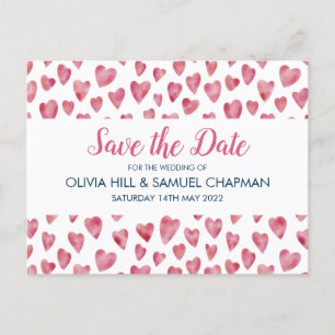 Pink Heart Save the Date Card