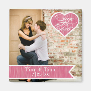 Pink Heart   Save the Date Photo Magnet