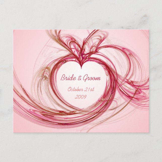 Pink Heart "save the date" postcard (Front)