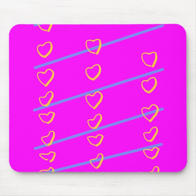 Pink Heart Scroll Mouse Mat (Front)