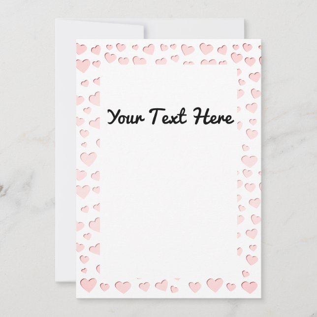 Pink Heart Shape Faux Paper Cut Out DIY Invitation (Front)