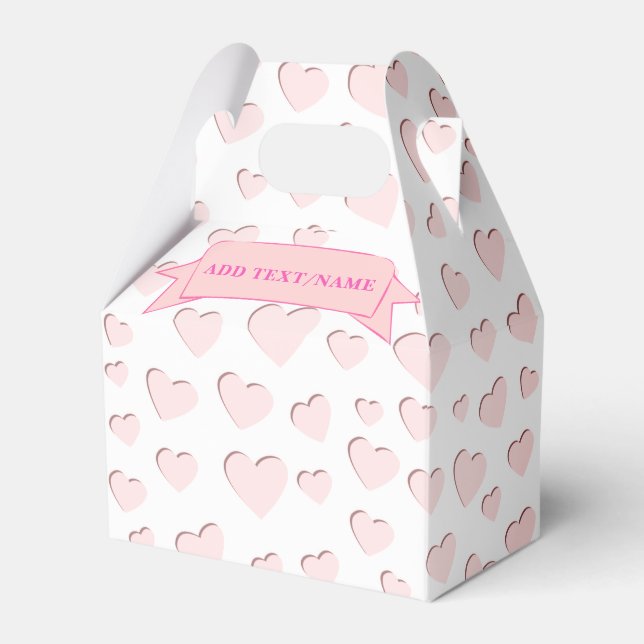 Pink Heart Shape Faux Paper Cut Out Favour Box (Front Side)