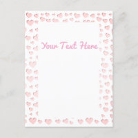 Pink Heart Shape Faux Paper Cut Out Postcard