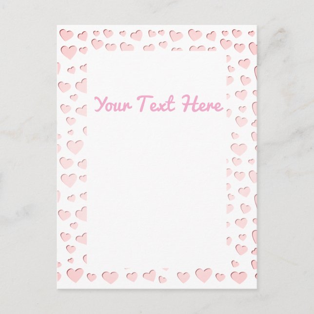 Pink Heart Shape Faux Paper Cut Out Postcard (Front)