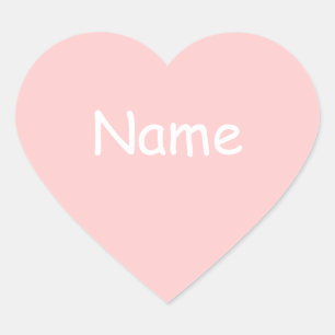 Pink Heart Shape Name Sticker