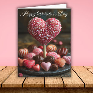 Pink Heart-shaped Cakepop Valentine's Greeting Card