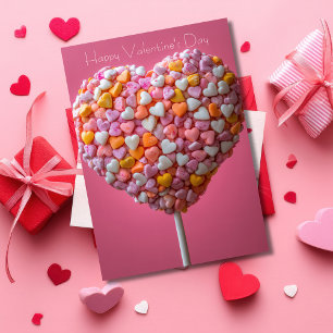 Pink Heart-shaped Cakepop Valentine's Greeting Card