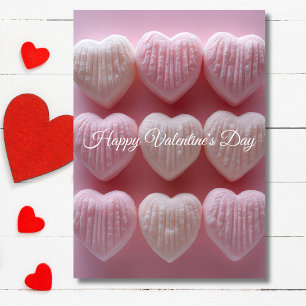 Pink Heart-shaped candys Valentine's Greeting Card
