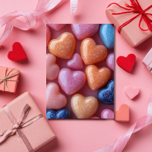 Pink Heart-shaped Candys Valentine's Greeting Card