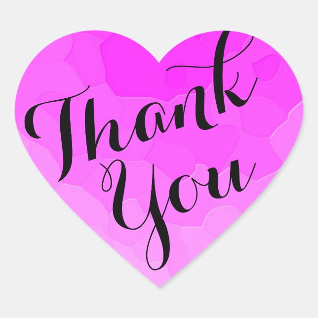 Pink Heart-Shaped Party Favour Thank You Stickers (Front)