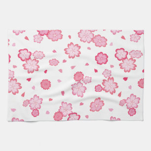 Pink Heart-shaped Petals for Valentine Flowers Tea Towel