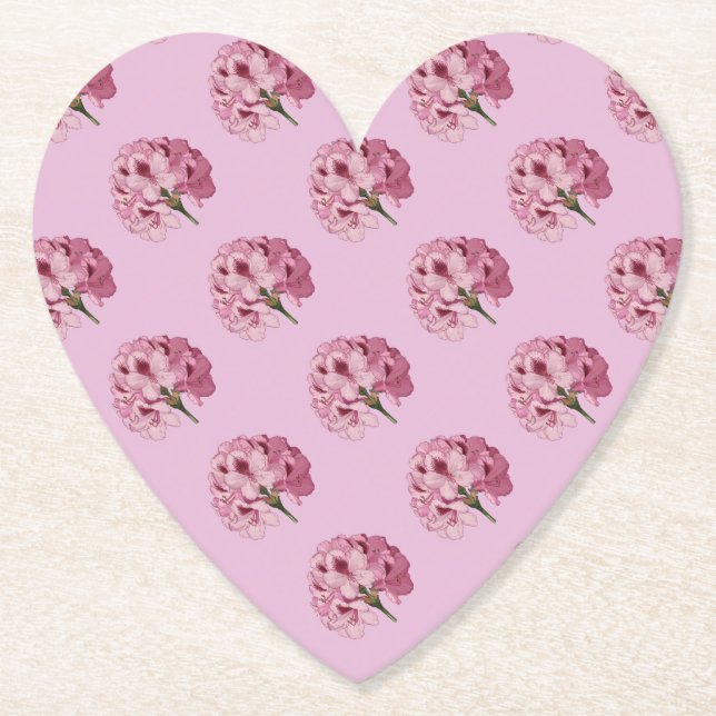 Pink Heart Shaped Rhododendron Coaster (Front)
