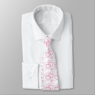 Pink Heart Shapes Pattern - Valentine's Day Tie
