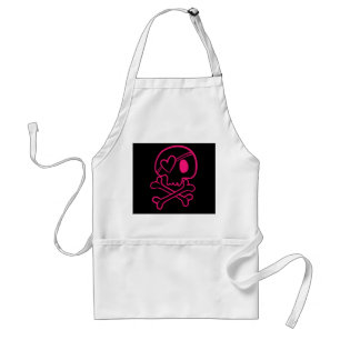Pink Heart Skull and Crossbones Standard Apron