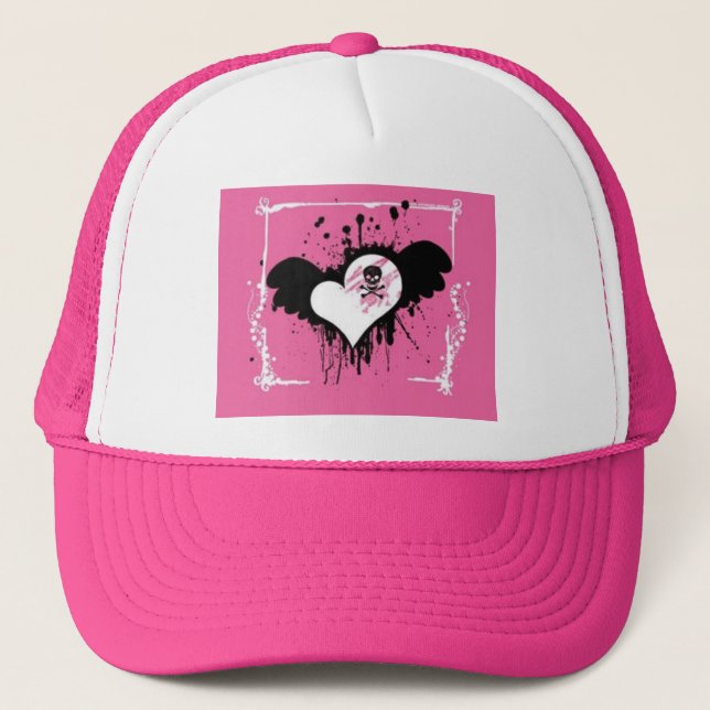 Pink Heart/Skull Ball Cap (Front)