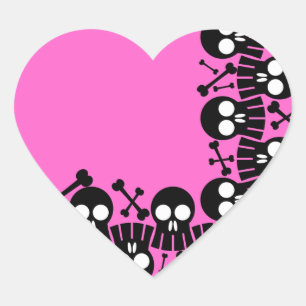 Pink Heart - Skulls & Bones Stickers